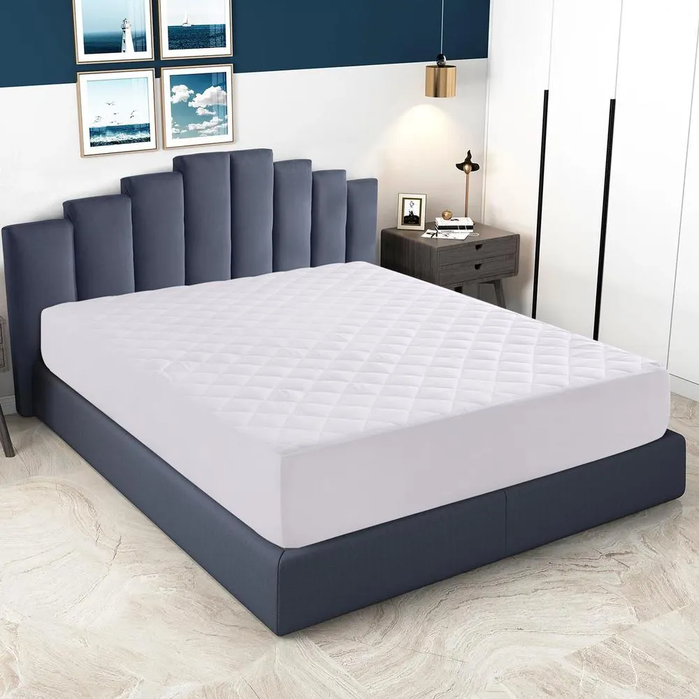 Lux Decor Collection Mattress Pad Waterproof Deep Pocket Mattress Topper Cover Up to 16 Inches All Sizes & White Color