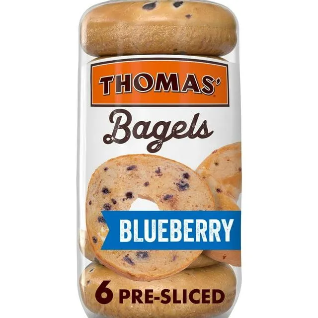 Thomas' Blueberry Bagels, 6 count, Pre-sliced Bagels, 20 oz Bag
