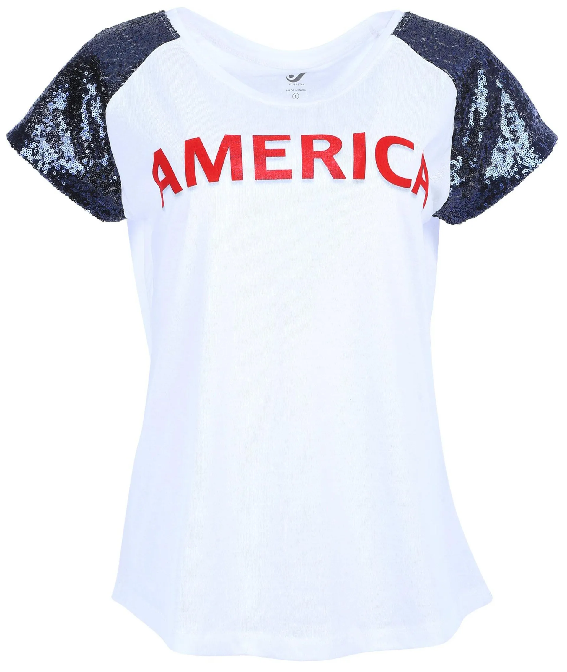 Jantzen Womens Americana USA Sequined Tee