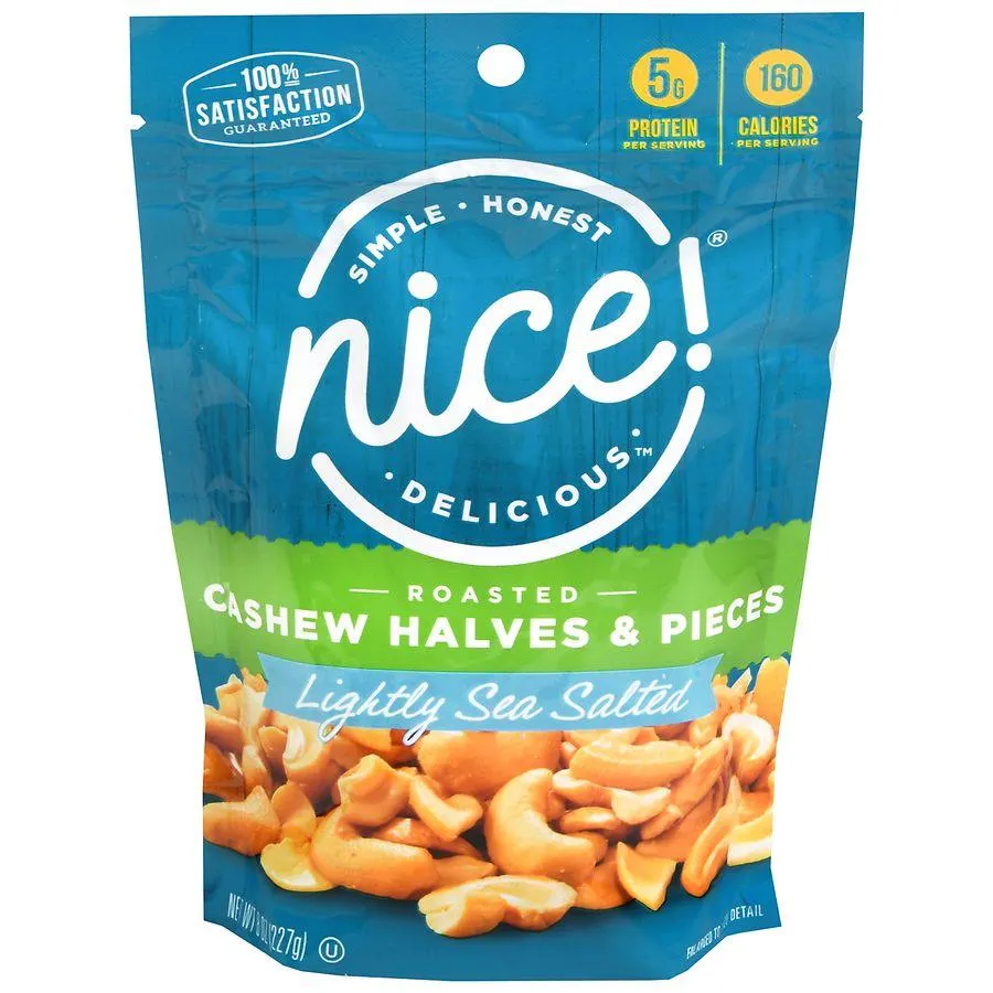 Nice! Roasted Cashew Halves & Pieces Lightly Sea Salted, 8.0 oz