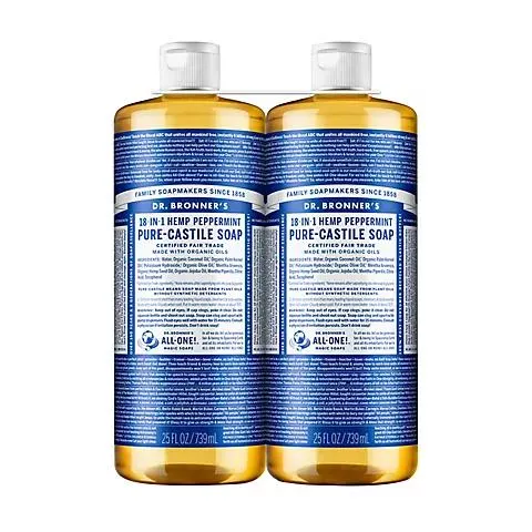 Dr Bronner's Peppermint Pure-Castile Soap, 2 pk./50 oz.