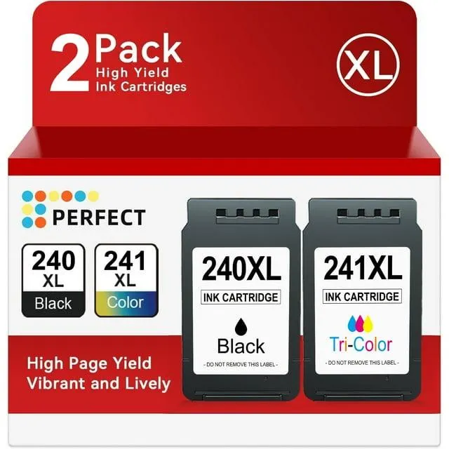 240XL 241XL Ink Cartridges Replacement for Canon 240 and 241 Ink Combo to Use with Pixma MG3620 MG3600 MG3120 TS5120 TS5100 MG4220 MG3520 MG2120 MX452 MX472 MX512 Printer( 2 Pack)