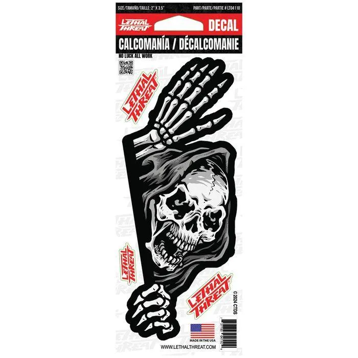 Lethal Threat 3 x 8in Peaking Reaper Saying Hi Decal