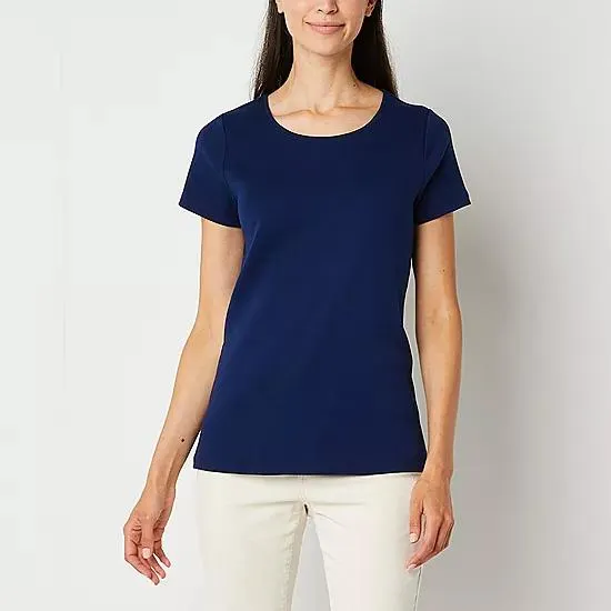 St. John's Bay Womens Tall Crew Neck Short Sleeve T-Shirt