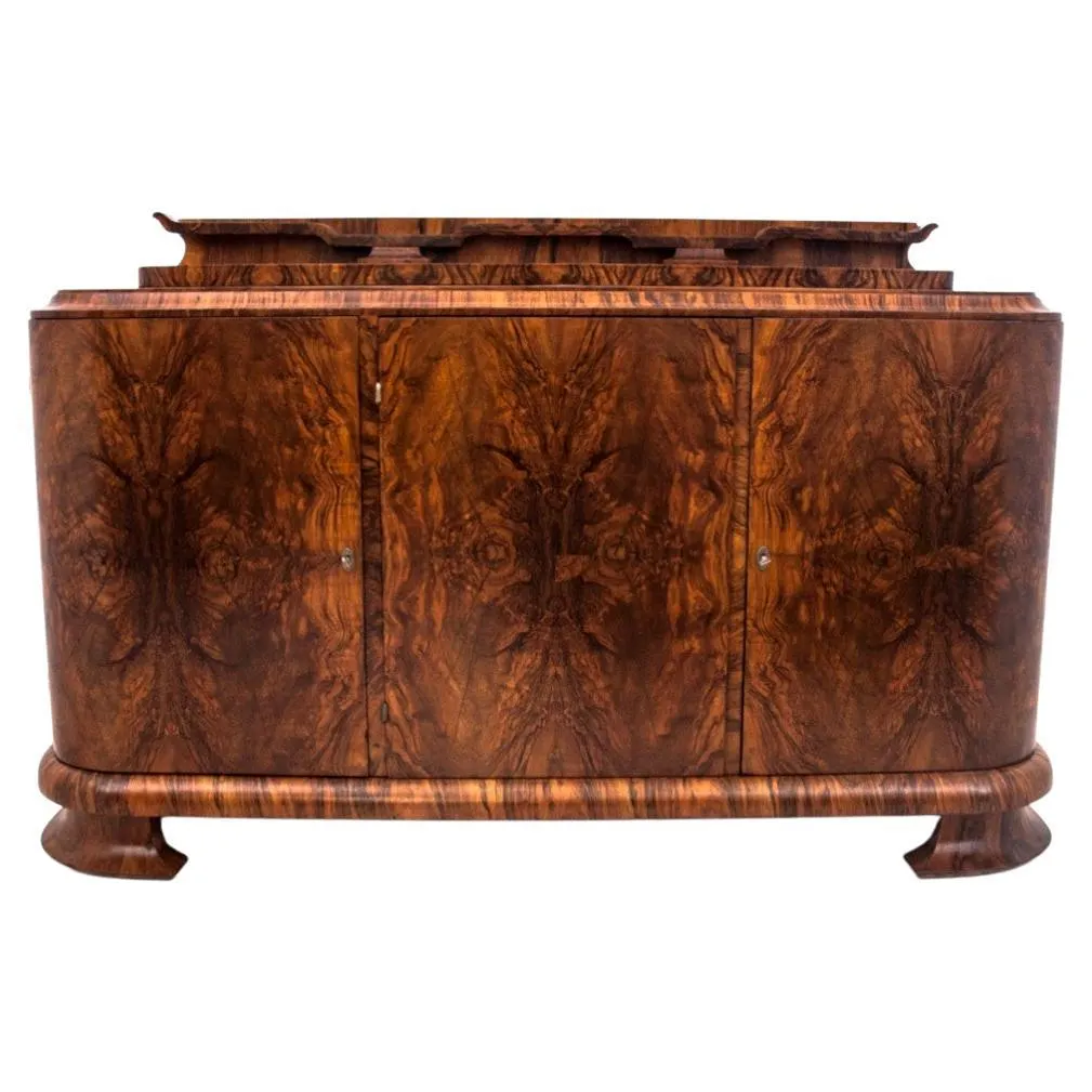 Armario Art Decó de nogal, Polonia, años 30, tras renovación