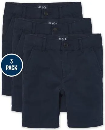 Shorts chinos elásticos de uniforme para niños, paquete de 3 - new navy