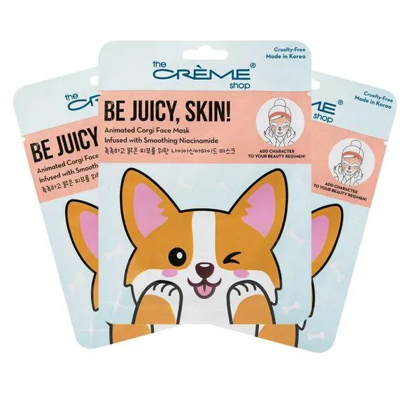 The Creme Shop Be Juicy, Skin! Animated Corgi Face Mask, 3 Pcs