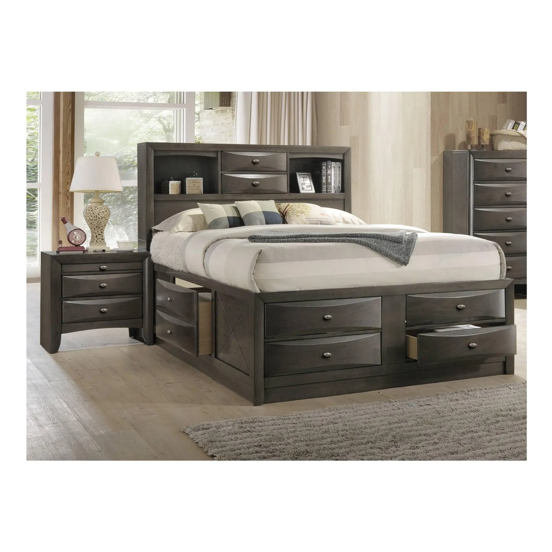 Queen Bed with 2 Nightstands by Best Home