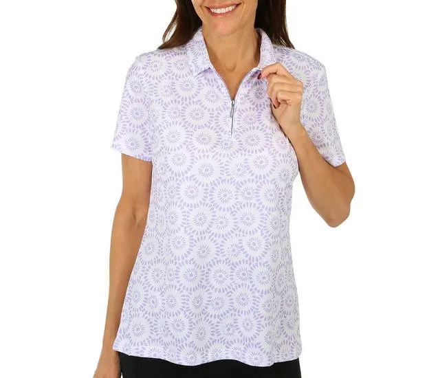 Womens Melissa 1/4 Zip Collar Short Sleeve Polo Top