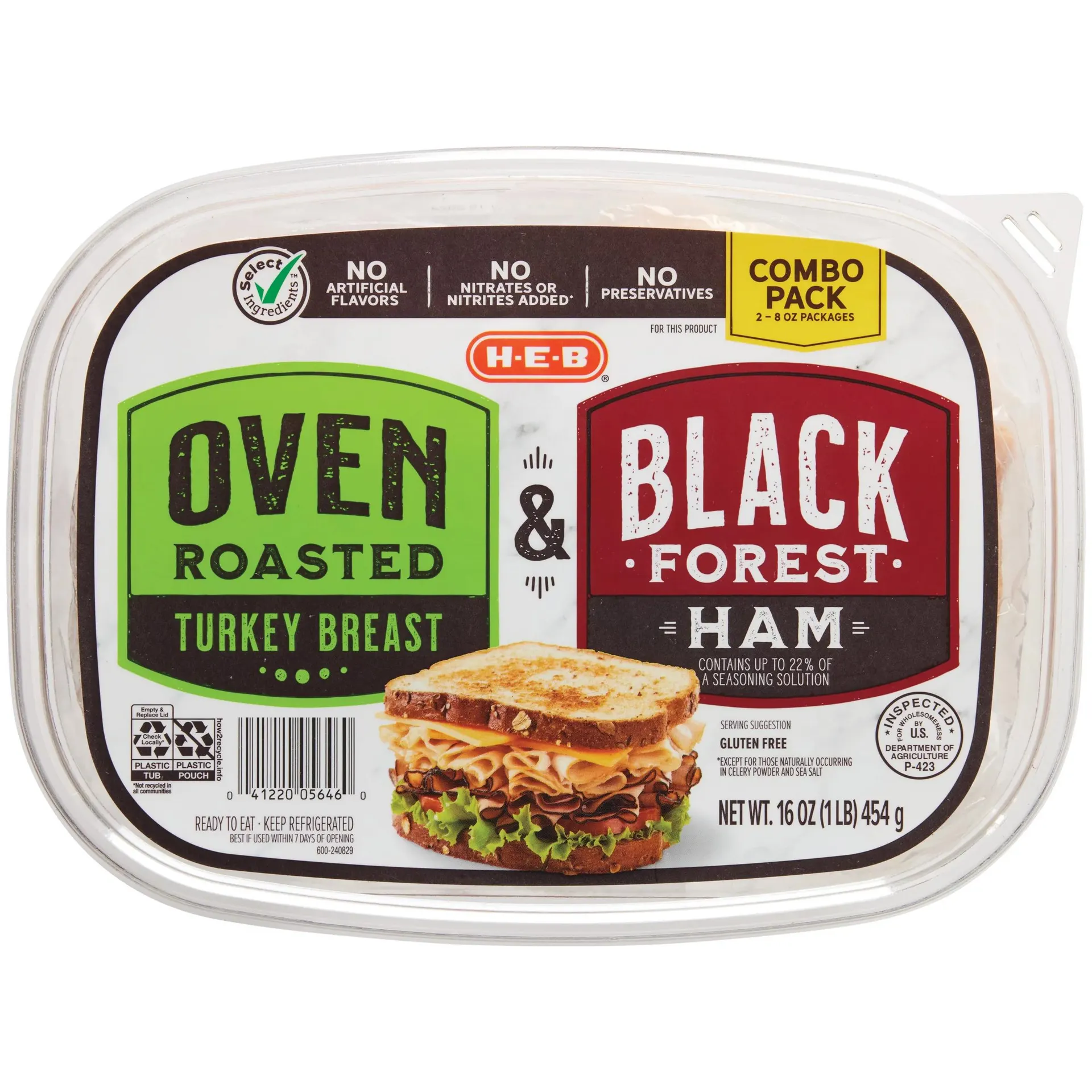 H‑E‑B Oven-Roasted Turkey Breast & Black Forest Ham Lunch Meat - Combo Pack