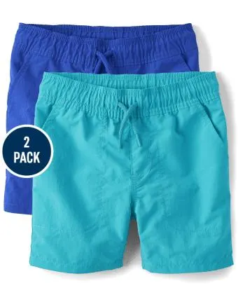 Boys Quick Dry Pull On Pool To Play Shorts 2-Pack - multi clr