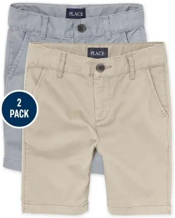 Shorts chinos elásticos de uniforme para niños, paquete de 2 - multi