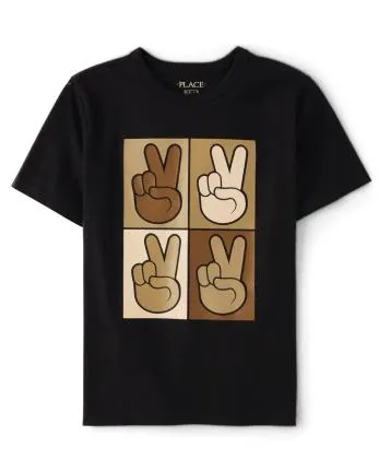 Boys Peace Graphic Tee - black