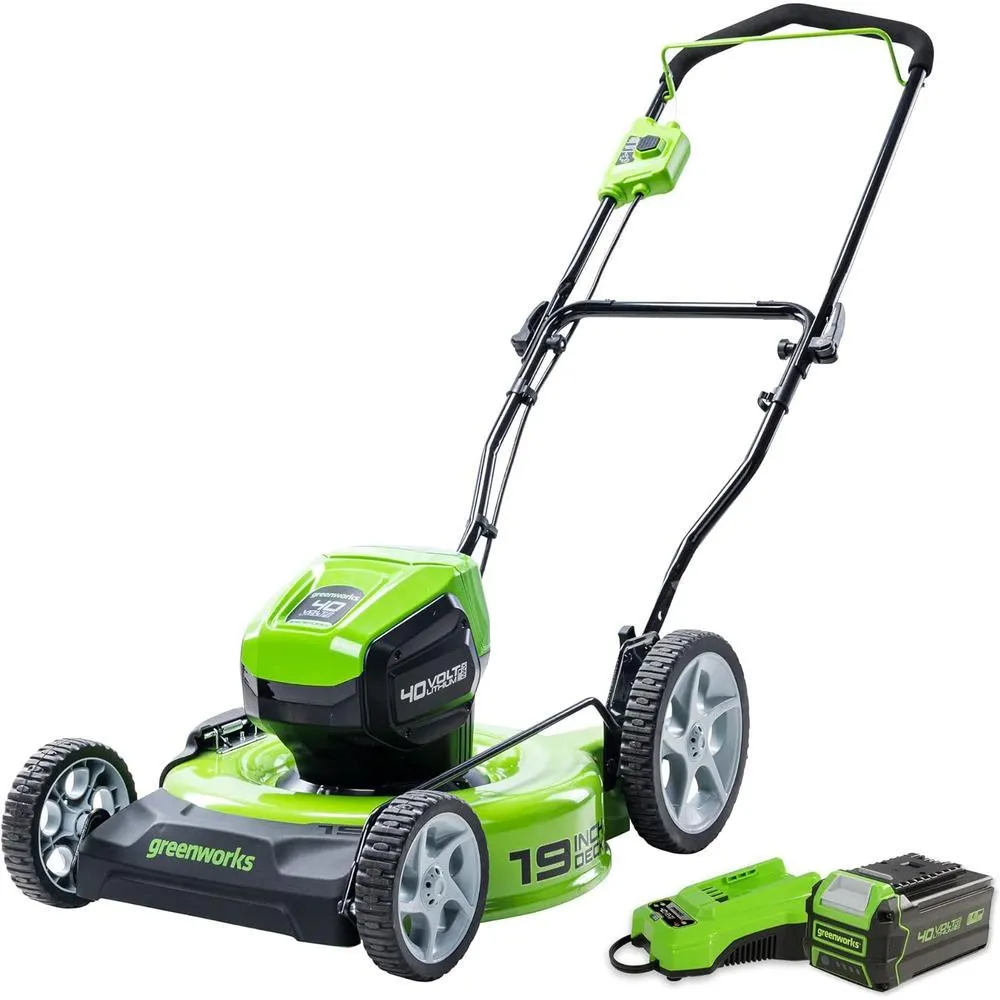 Greenworks 40V 19" Brushless Lawn Mower (High Wheel), 5.0Ah Battery
