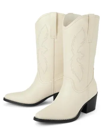 Tween Girls Cowgirl Boots - white