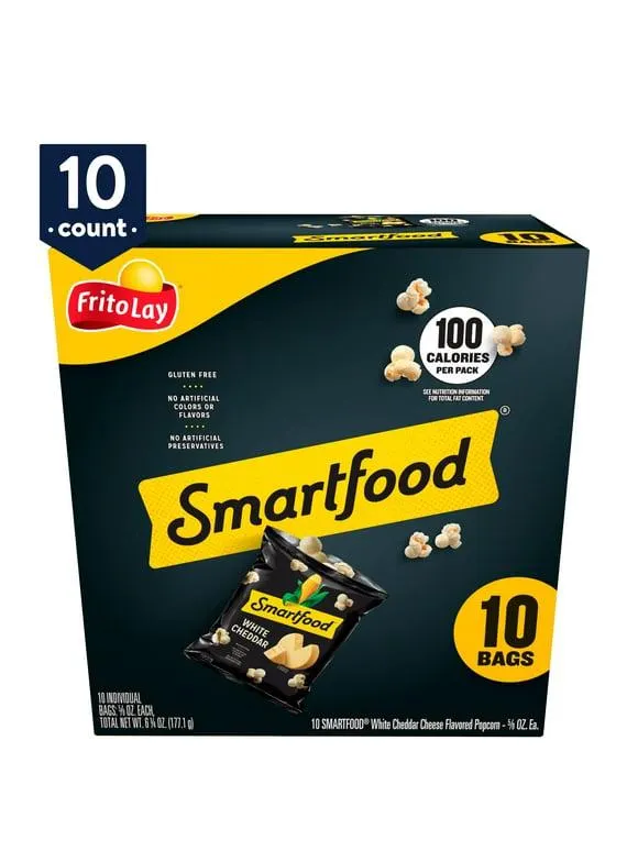 Smartfood Popcorn White Cheddar Flavored Popcorn Snacks, 0.625 oz Bags, 10 Count Multipack