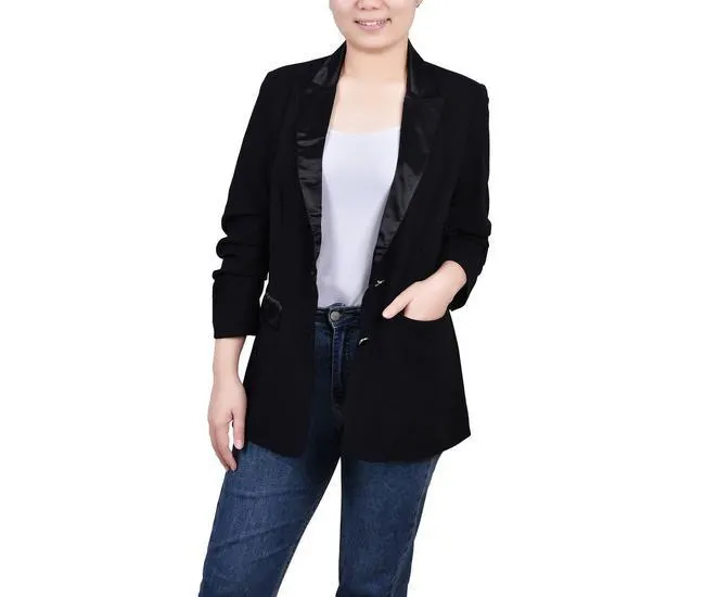 Womens Long Sleeve Satin Lapel Blazer