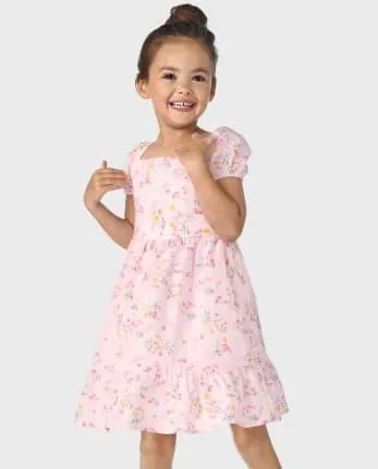 Girls Floral Ruffle Dress - Homegrown by Gymboree - rose mist