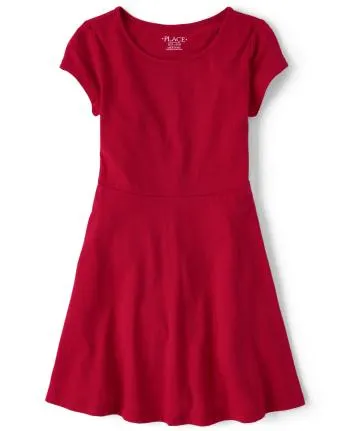 Vestido de patinadora de uniforme para niñas - ruby