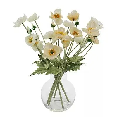 Sonoma Goods For Life® Artificial Poppies In Rounded Glass Vase Table Decor