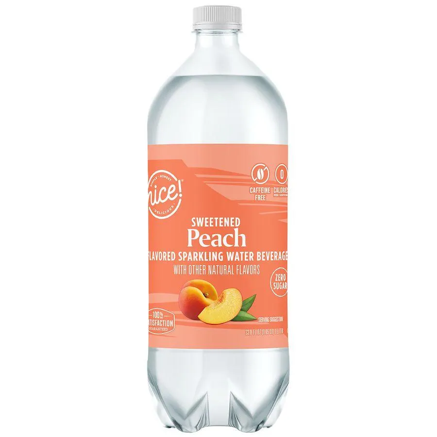 Nice! Flavored Sparkling Water Beverage Peach, 33.8 fl oz