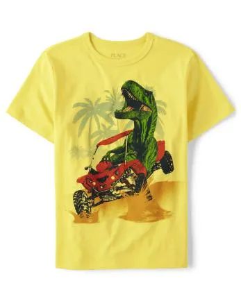 Boys Dino Dune Buggy Graphic Tee - aspen gold