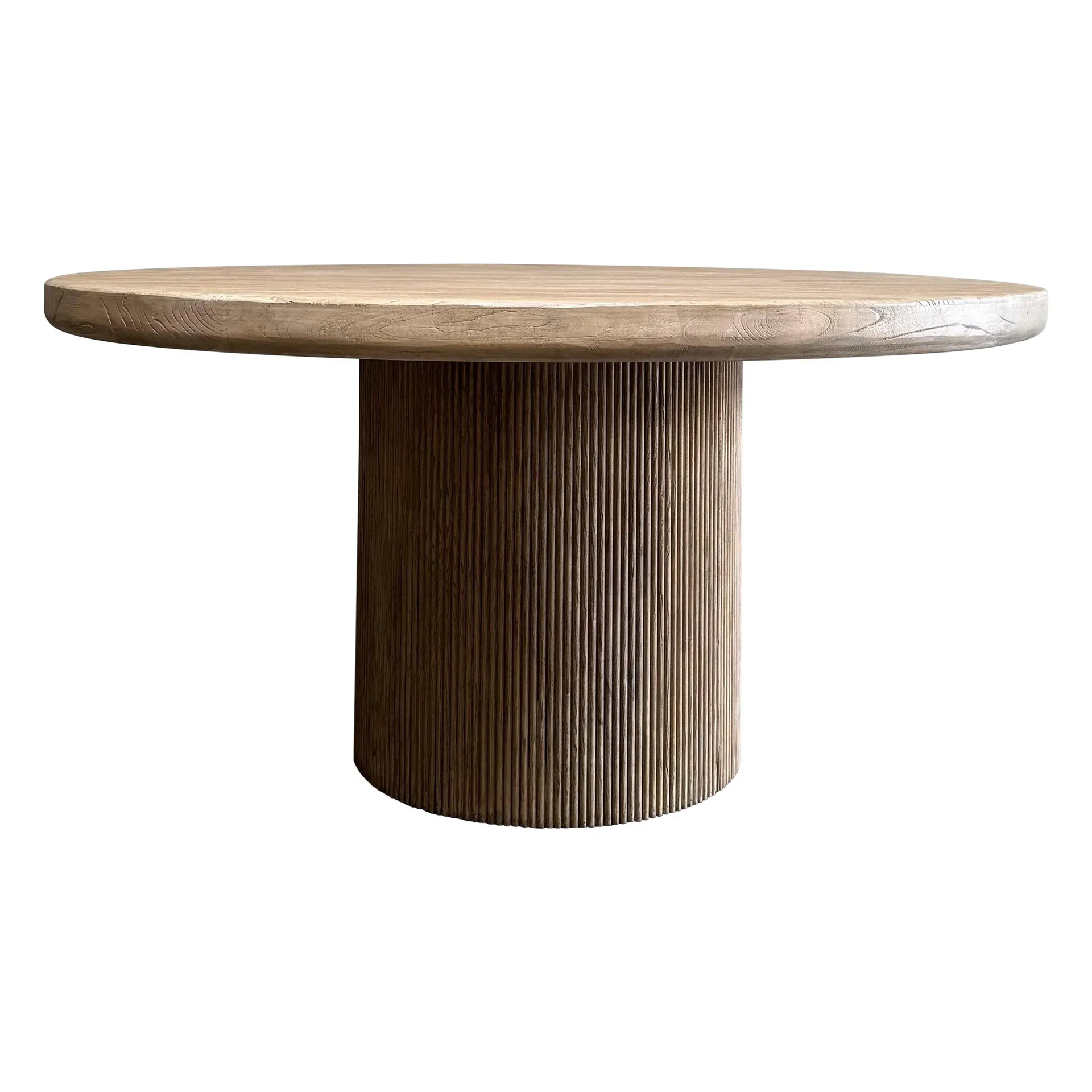 Mesa de comedor redonda de caña de madera de olmo 60".