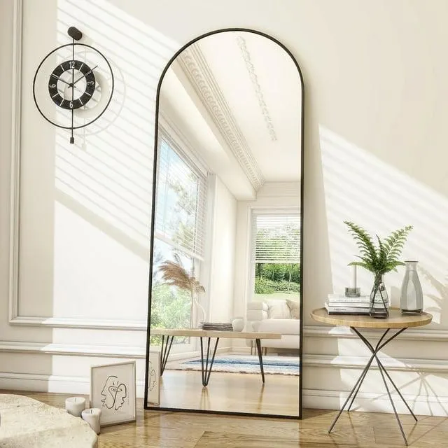 BEAUTYPEAK 71"x27.1" Arch Full Length Mirror Oversized Floor Mirrors for Standing Leaning, Black