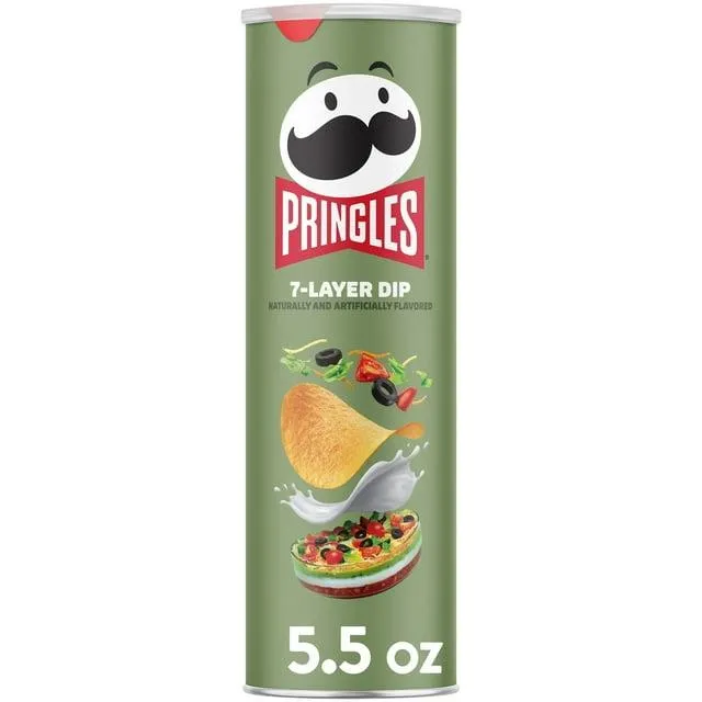 Pringles 7-Layer Dip Potato Crisps Chips, Lunch Snacks, 5.5 oz Canister