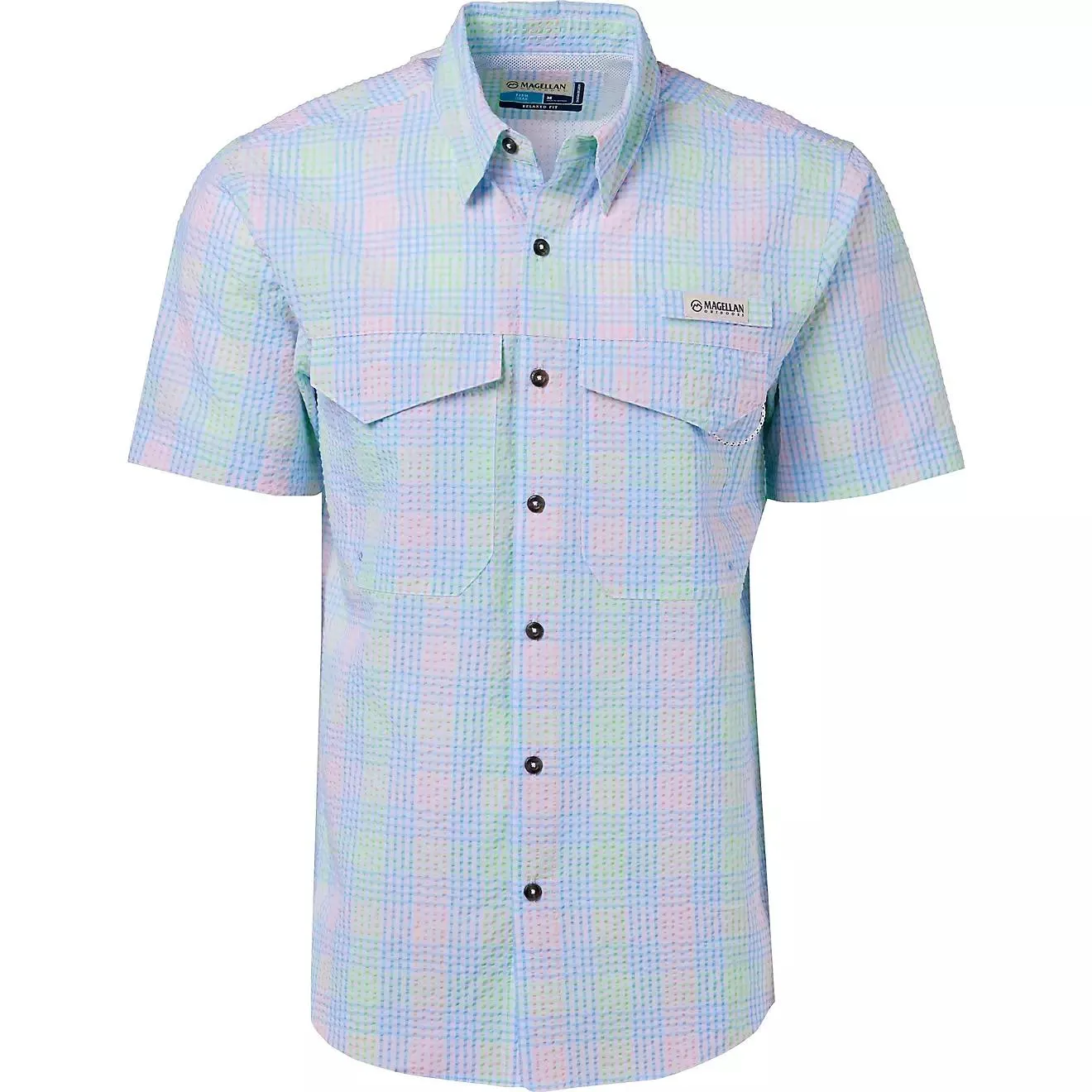 Magellan Outdoors Men's Southern Summer Gingham Plaid Short Sleeve Shirt