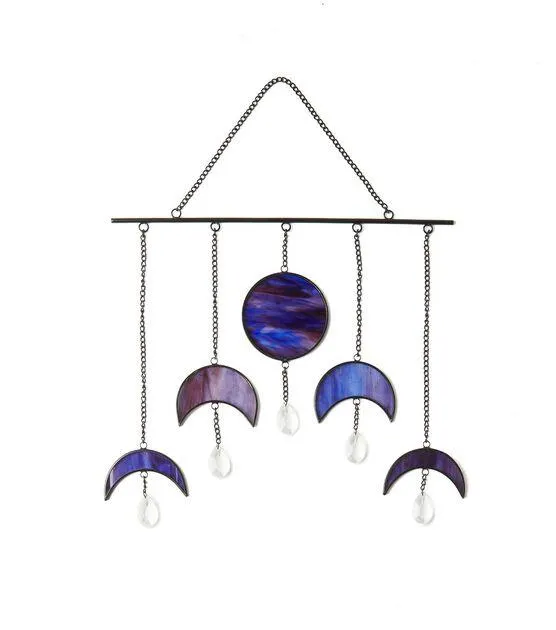 14" Halloween Dangling Purple Glass Moons by Place & Time