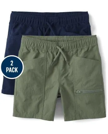 Boys Quick Dry Pull On Cargo Shorts 2-Pack - multi clr