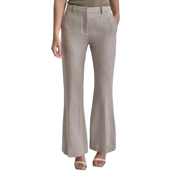 Womens DKNY High Waist Herringbone Slim Bootcut Pants
