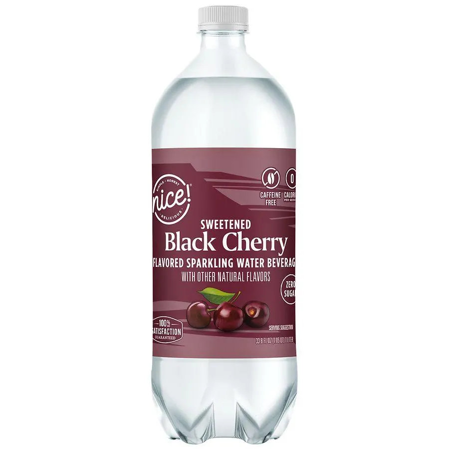 Nice! Flavored Sparkling Water Beverage Black Cherry, 33.8 fl oz