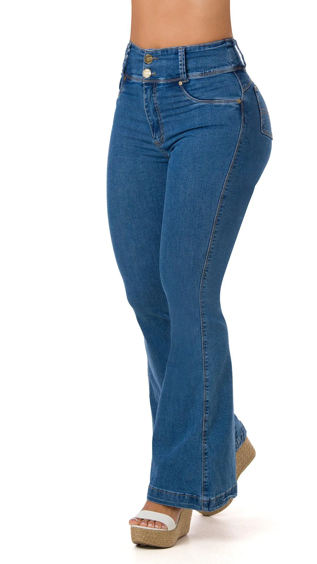 IzzyGrrrl Jean Levanta Cola Campana Tiro Alto 21149PNC-B