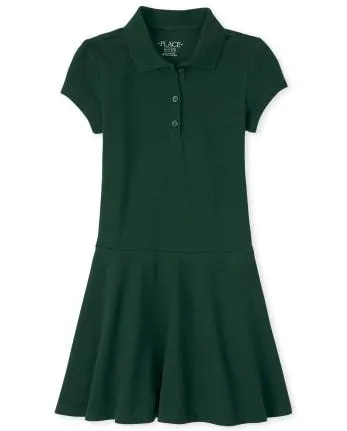 Vestido tipo polo de piqué de uniforme para niñas - spruceshad