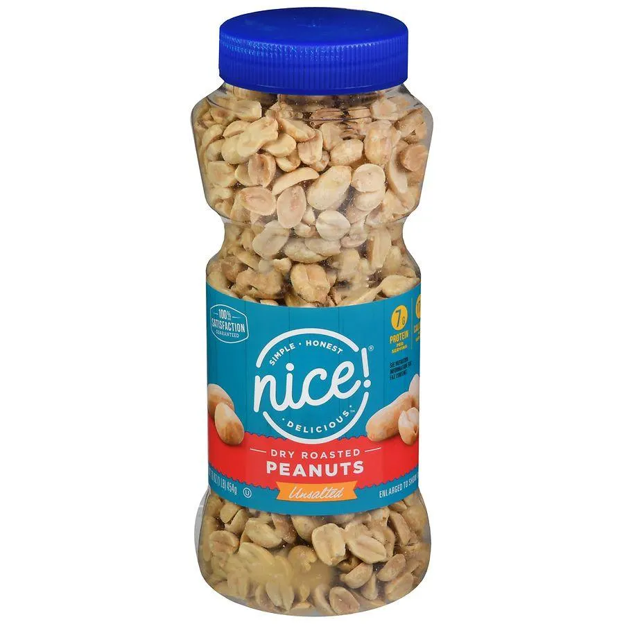 Nice! Dry Roasted Peanuts Unsalted, 16.0 oz