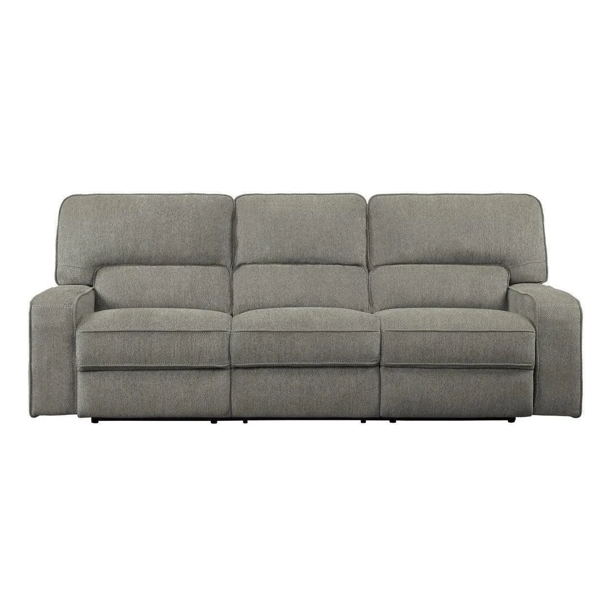 Sofá reclinable doble eléctrico con reposacabezas eléctricos y puertos USB, color moca 100 % poliéster