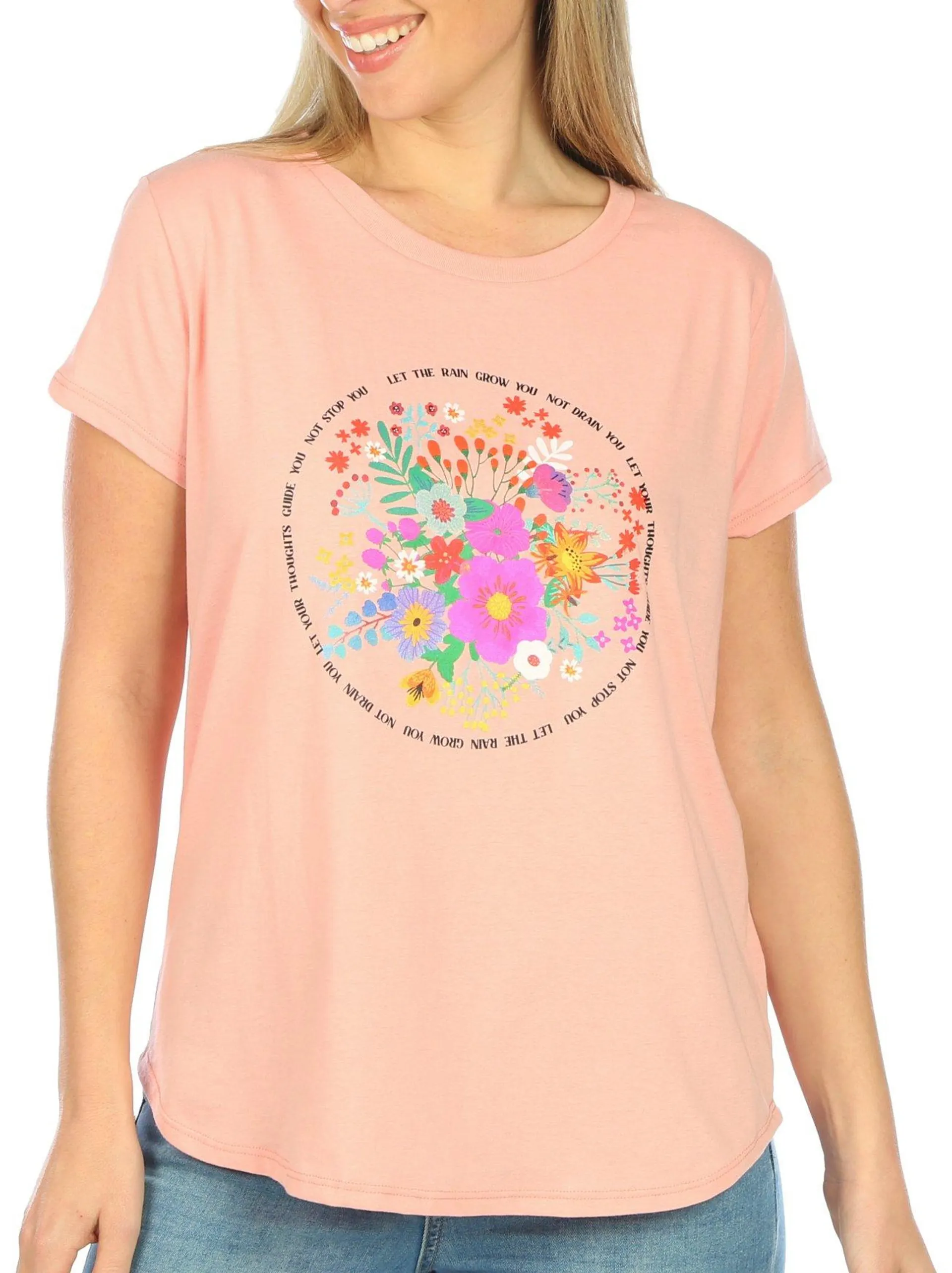 Adiva Womens Flower Bloom Short Sleeve T-Shirt