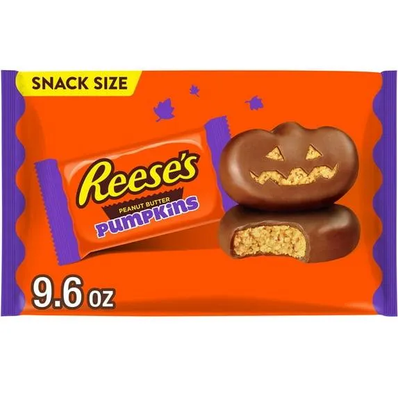 Reese's Milk Chocolate Snack Size Peanut Butter Pumpkins Halloween Candy, Bag 9.6 oz