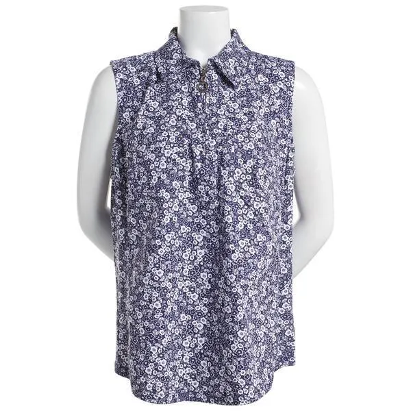 Womens Emily Daniels Sleeveless Floral Knit To Fit Blouse