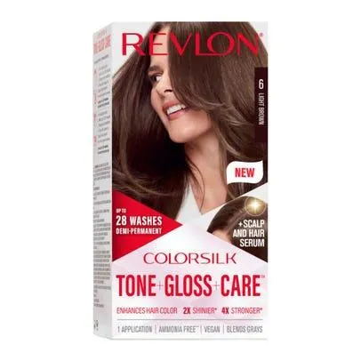 Revlon ColorSilk Tone + Gloss + Care Demi Permanent Hair Color - 6 Light Brown