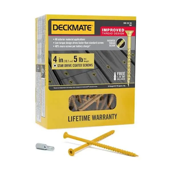 #10 x 4 in. Tan Flat Head Square Drive Deck Screw 5 lbs.-Box (237-Piece)