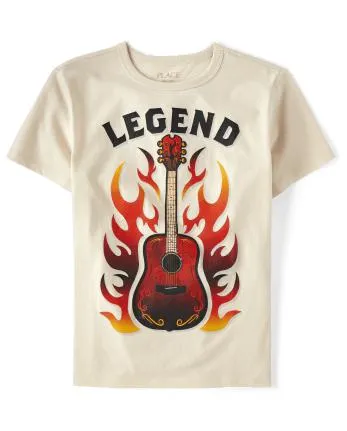 Boys Guitar Legend Graphic Tee - hay stack