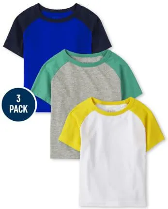 Paquete de 3 tops raglán para bebés y niños pequeños - multi clr