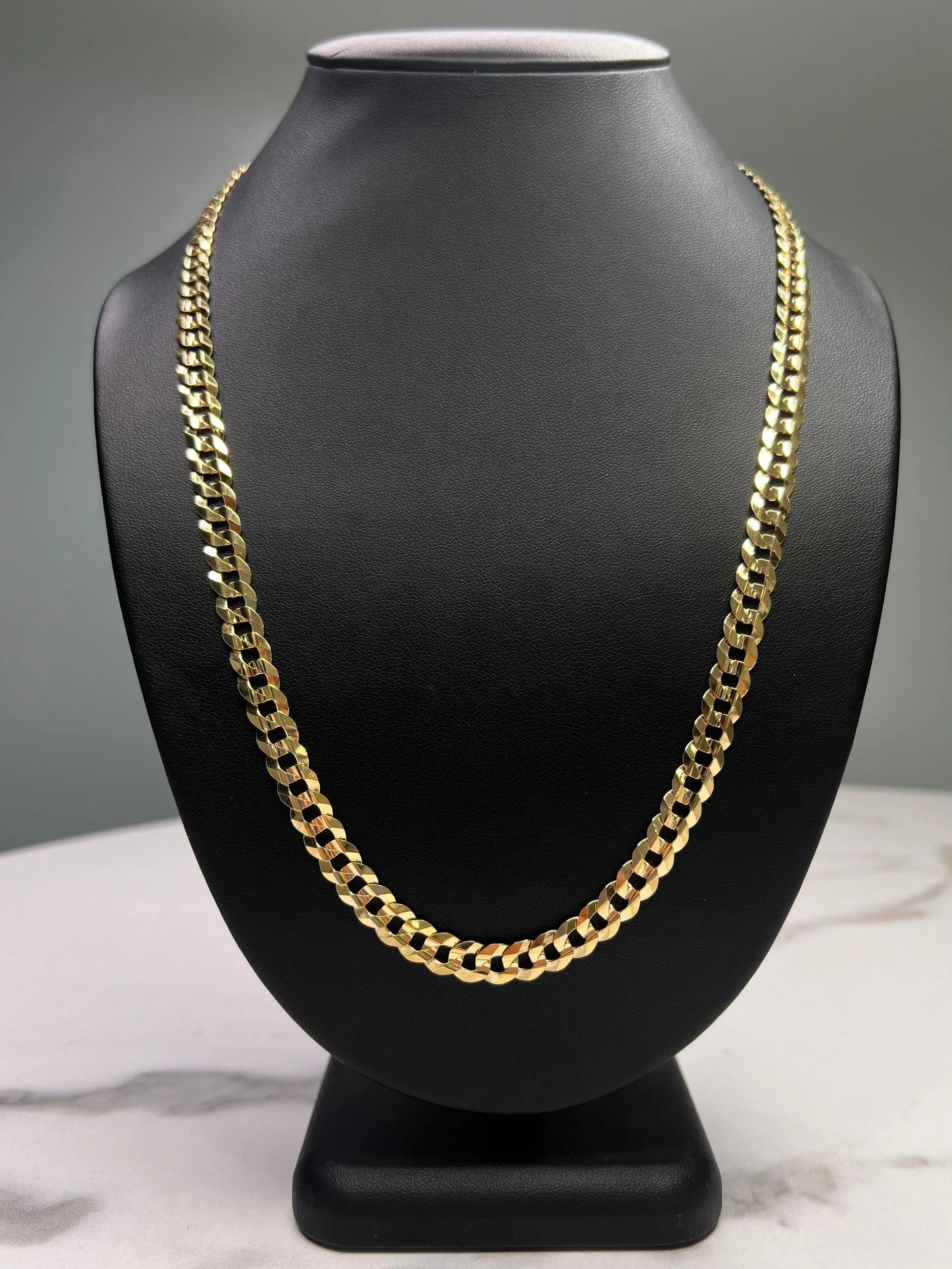 7mm 14K Shiny Cut Chain
