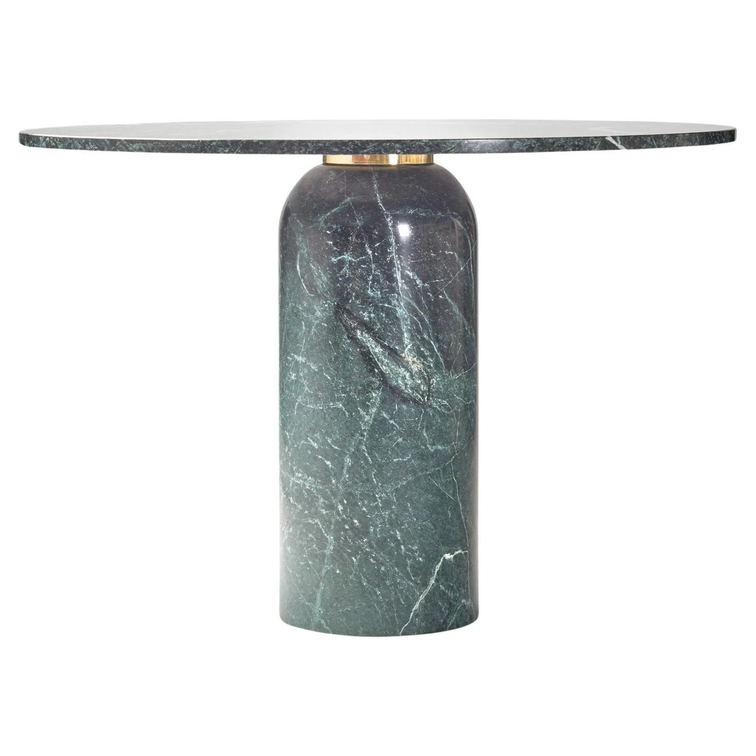 mármol macizo Macael Verde, mesa de comedor redonda con detalle de latón, Roser
