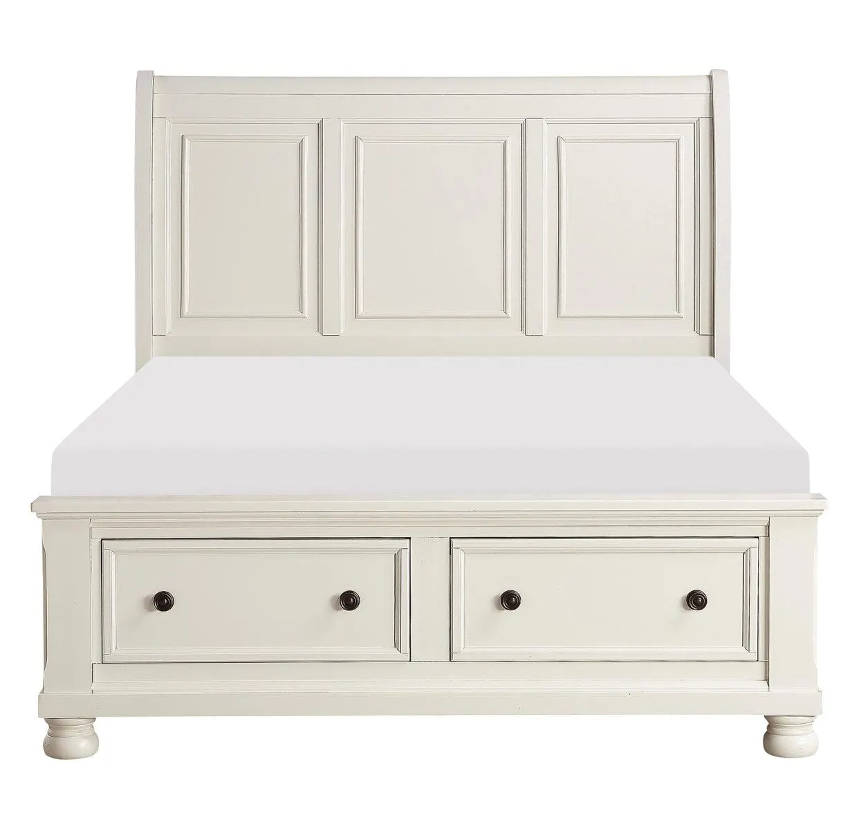 Cama con plataforma tipo trineo Queen con almacenamiento en el pie de cama 1714W-1