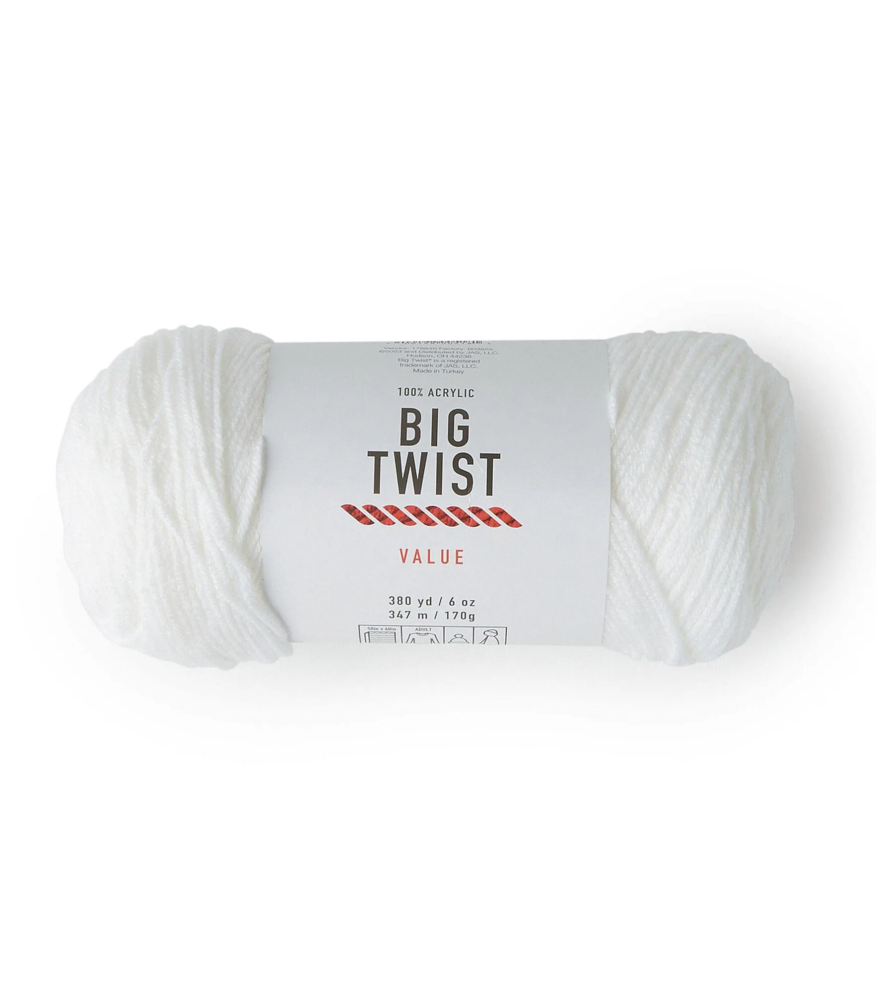Solid Worsted Acrylic 380yd Value Yarn by Big Twist