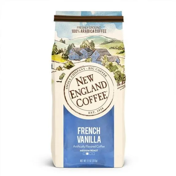 New England Coffee French Vanilla Blend Medium Roast Ground Coffee, 11 oz